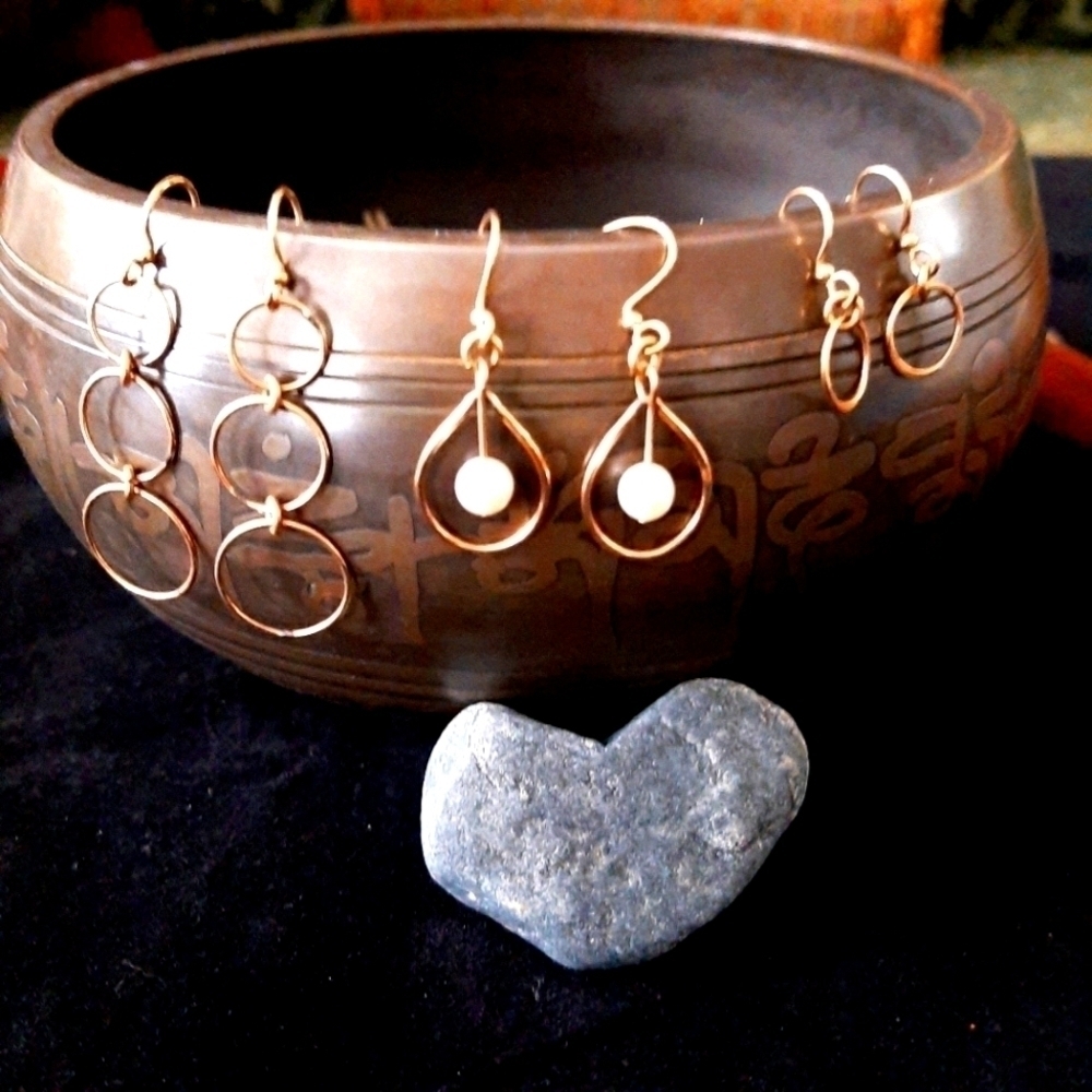 3 Pair Minimalist 18k Gold Fill and Pearl Earrings